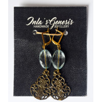Inla's Genesis Crystal Blue Beaded Small Filigree Cut Earring